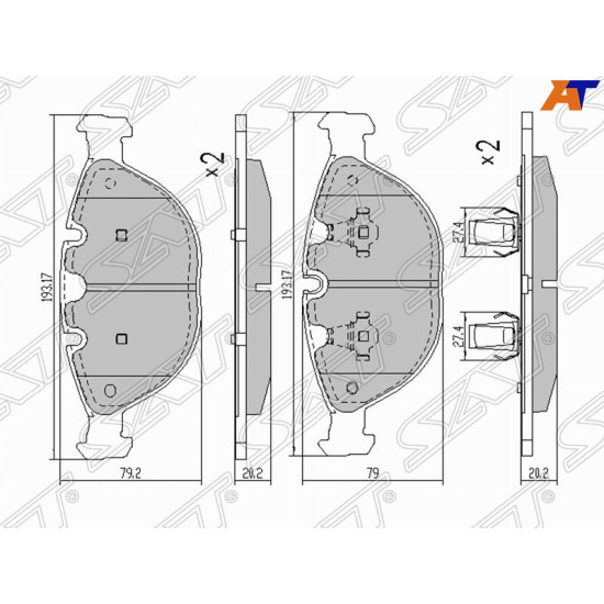 Колодки тормозные перед BMW X5 E53 4/4/4/8i 01-06 SAT