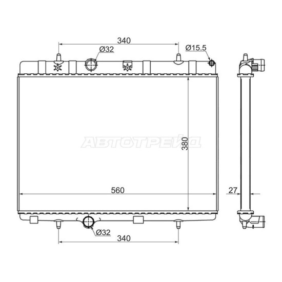 Радиатор Citroen C3 01-16 / C2 03-07 / C3 Picasso 09-16 / C-Elysee 12- SAT