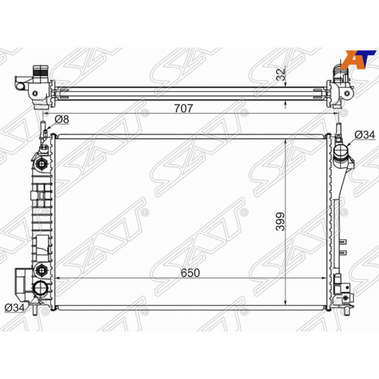 Радиатор SAAB 9-3 1.8/1.8T/2.0T/2.2TD 03-/OPEL VECTRA C/SIGNUM 2.0TD/2.2/2.2TD/3.2 03-/CADILLAC BLS SAT