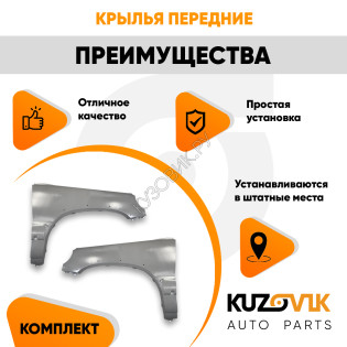 Крылья передние Нива Шевроле (2009-2021) нового образца Бертоне металлические KUZOVIK