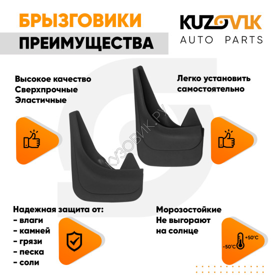 Брызговики Renault Symbol 1 (1999–2008) седан передние + задние резиновые комплект 4 штуки KUZOVIK