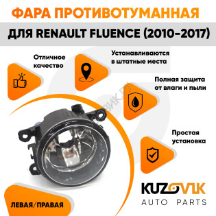 Фара противотуманная Renault Fluence (2010-2017) левая=правая (1 штука) с регулировкой KUZOVIK KUZOVIK Фара противотуманная Renault Fluence (2010-2017) левая=правая (1 штука) с регулировкой KUZOVIK KUZOVIK