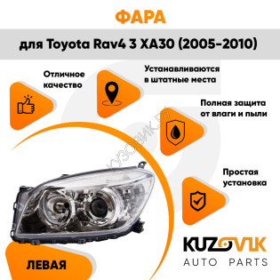 Фара левая евросвет универсальный корректор Toyota Rav4 3 XA30 (2005-2010) KUZOVIK Фара левая евросвет универсальный корректор Toyota Rav4 3 XA30 (2005-2010) KUZOVIK
